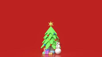de sneeuwman en Kerstmis boom voor vakantie concept 3d renderen foto