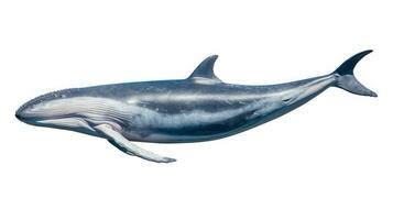 een blauw walvis Aan een wit achtergrond ai gegenereerd foto