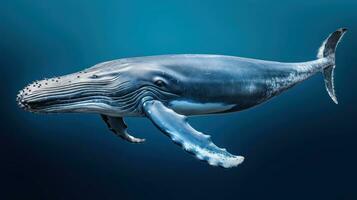 een blauw walvis onderwater- ai gegenereerd foto