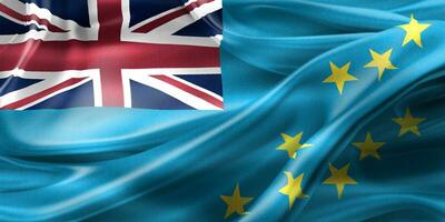3D-illustratie van een vlag van Tuvalu - realistische wapperende stoffen vlag foto