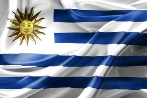 3D-illustratie van een vlag van uruguay - realistische wapperende stoffen vlag foto