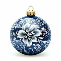 blauw Kerstmis ornament. hoog kwaliteit. ai generatief foto