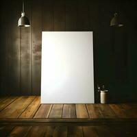 blanco canvas mockup zwart achtergrond. hoog kwaliteit. ai generatief foto