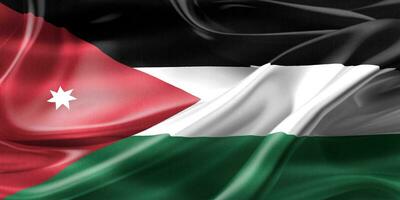 3D-illustratie van een vlag van Jordanië - realistische wapperende stoffen vlag foto