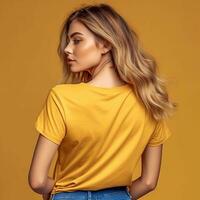 illustratie van een mode portret met duidelijk t-shirt model, ai gegenereerd foto