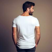 illustratie van een mode portret met duidelijk t-shirt model, ai gegenereerd foto