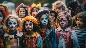 kinderen in kostuum voor halloween. generatief ai foto