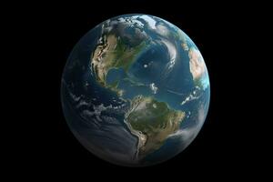 planeet aarde gezien van ruimte, met visie van de Amerikaans continent. ai gegenereerd foto