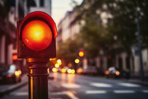 verbieden beweging signaal de rood verkeer licht staat nog steeds foto