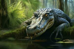 glibberend alligator hoofd. genereren ai foto