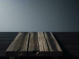 houten tafel en vervagen tropisch wit achtergrond, Product Scherm montage. hoog kwaliteit foto 8k fhd ai gegenereerd