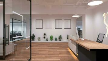 maximaliseren ruimte en comfort met slim kantoor interieur ontwerp 3d renderen foto