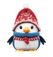 Kerstmis pinguïn in een rood winter hoed Aan een wit achtergrond foto