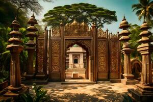 de Ingang naar een tempel in Indië. ai-gegenereerd foto