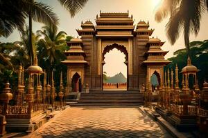 de gouden poort van de tempel. ai-gegenereerd foto