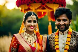 Indisch bruiloft fotografie in Bangalore. ai-gegenereerd foto