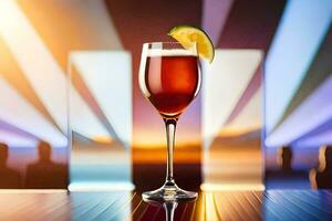 cocktail in een glas met een plak van limoen. ai-gegenereerd foto