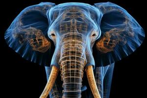 uniek X straal beeld onthullend een olifanten romp spieren en skelet- structuur foto