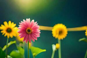 bloemen in de veld, zon, groente, bloemen, natuur, hd behang. ai-gegenereerd foto