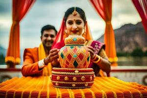 Indisch bruiloft fotografie in jaipur. ai-gegenereerd foto