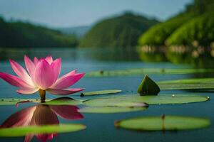 roze lotus bloem in de water. ai-gegenereerd foto