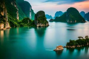 de mooi landschap van Halong baai. ai-gegenereerd foto