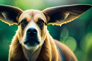 een hond met groot oren en een groot neus. ai-gegenereerd foto
