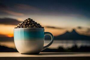 koffie bonen in een beker. ai-gegenereerd foto