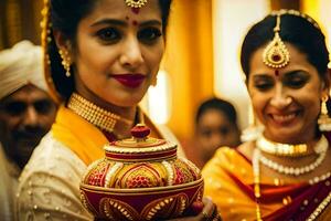 Indisch bruiloft ceremonie in mumbai. ai-gegenereerd foto