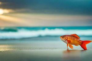 foto behang de lucht, vis, zee, zonsondergang, de oceaan, de strand, de zee. ai-gegenereerd