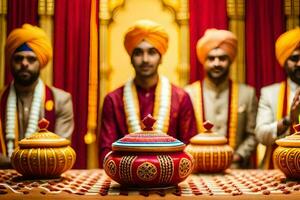 Indisch bruiloft ceremonie in nieuw york stad. ai-gegenereerd foto