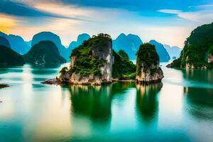 de mooi landschap van Halong baai, Vietnam. ai-gegenereerd foto