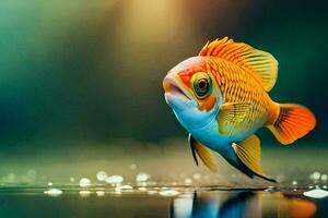 een vis met helder oranje en wit vinnen. ai-gegenereerd foto