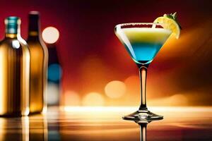 een cocktail met een citroen plak Aan top. ai-gegenereerd foto