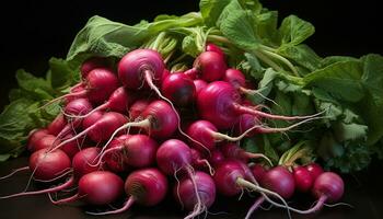 versheid van biologisch groenten, gezond aan het eten, natuur premie, levendig kleuren gegenereerd door ai foto