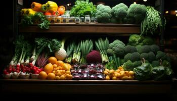 versheid van groenten, gezond aan het eten, biologisch verscheidenheid in vegetarisch boodschappen gegenereerd door ai foto