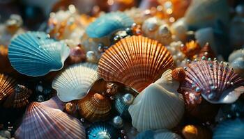 onderwater- schoonheid natuur verzameling van dier schelp patronen en decoraties gegenereerd door ai foto