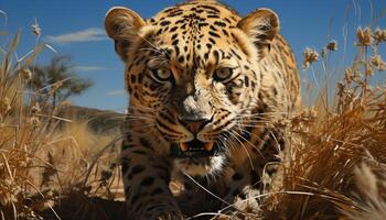 majestueus tijger staren, gestreept schoonheid in natuur, wilde kat verbergen, rustig gegenereerd door ai foto