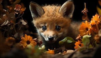 schattig klein zoogdier, natuur huisdier, pluizig pup, een dier buitenshuis gegenereerd door ai foto