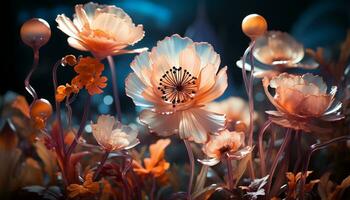 een levendig boeket van multi gekleurde bloemen in een weide gegenereerd door ai foto