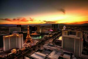 las vegas zonsondergang stad gokken. genereren ai foto