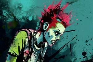 punk- zombie graffitti. genereren ai foto