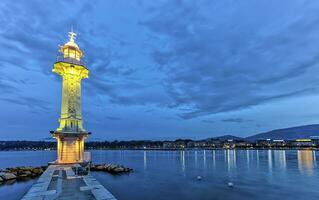 vuurtoren Bij de paquis, Genève, Zwitserland, hdr foto