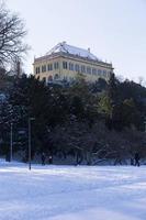 het grootste park in praag stromovka in de besneeuwde winter foto
