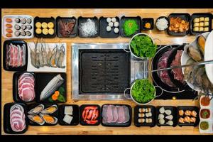 Koreaanse bbq, shabu shabu foto