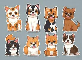 meerdere schattig hond themed vector stickers. hond foto