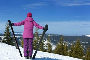 winter vrouw ski foto