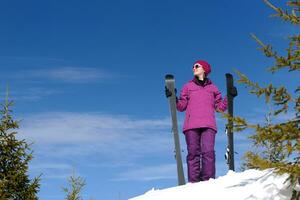 winter vrouw ski foto