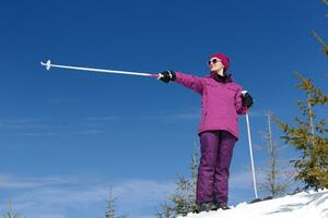winter vrouw ski foto
