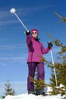 winter vrouw ski foto